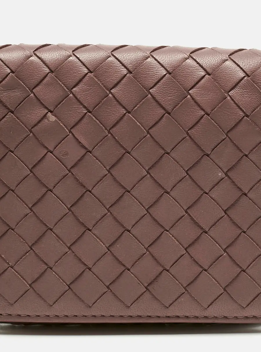 Bottega Veneta Pink Intrecciato Leather Trifold Compact Wallet