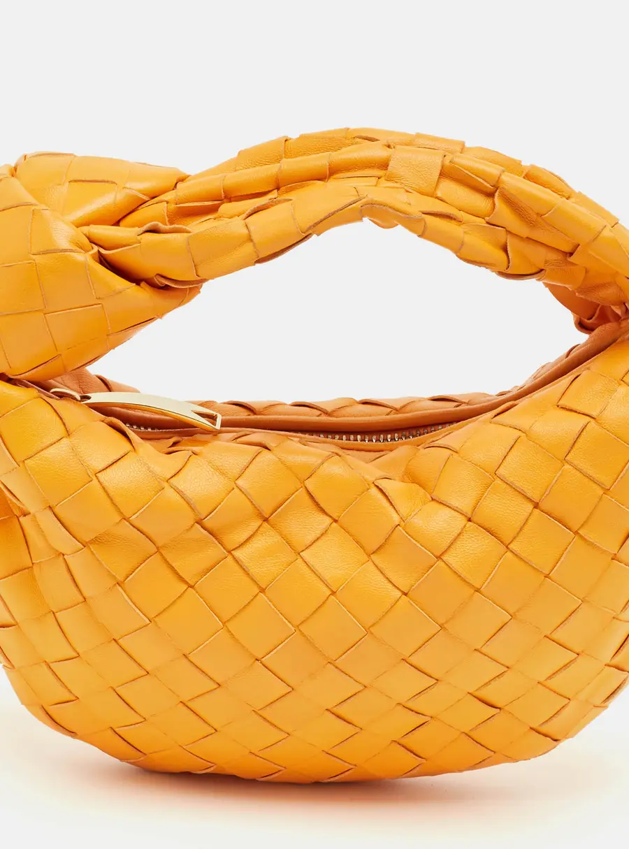 Bottega Veneta Orange Intrecciato Leather Mini BV Jodie Hobo