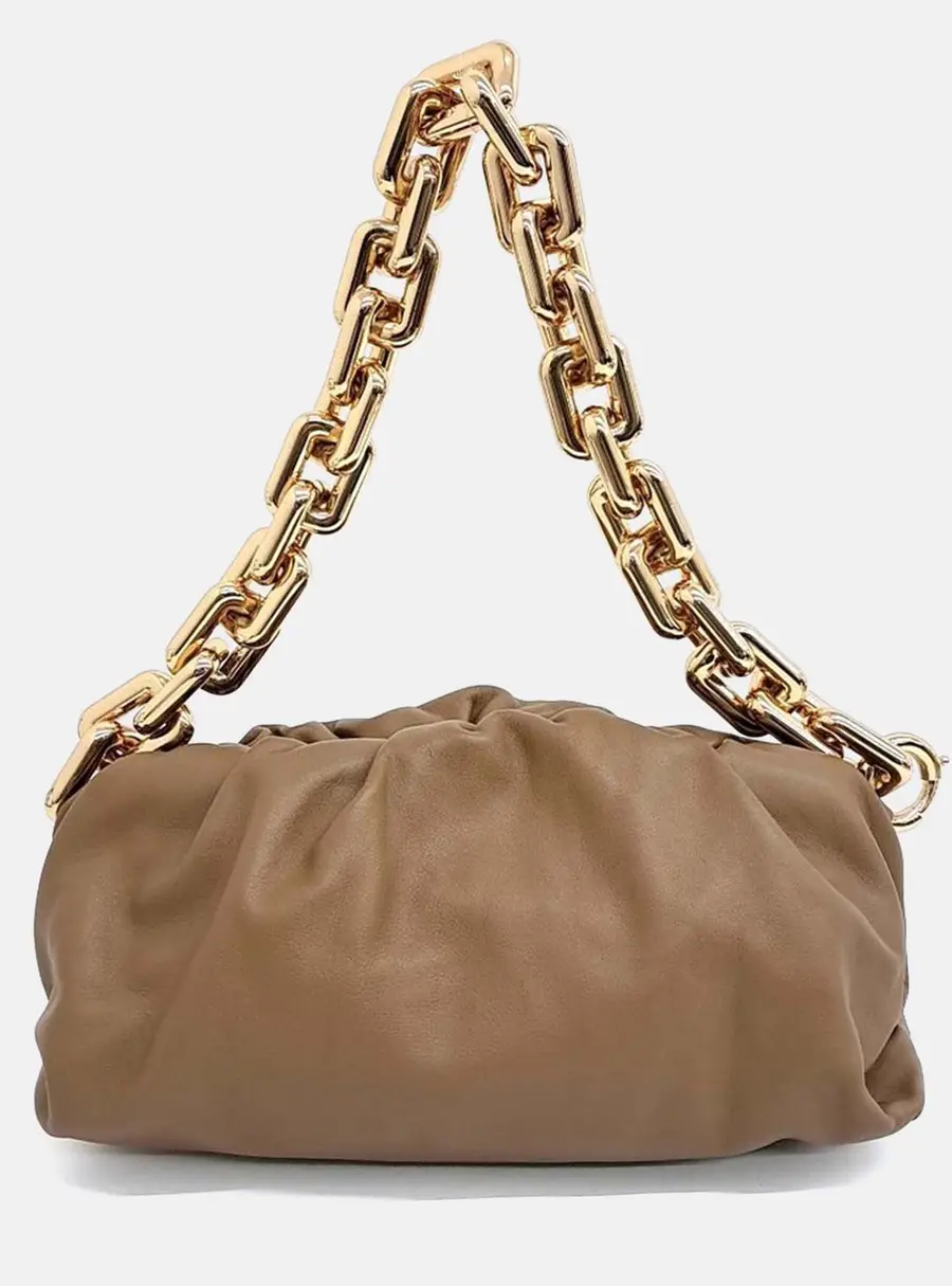 Bottega Veneta Brown Leather Chain Shoulder Bag