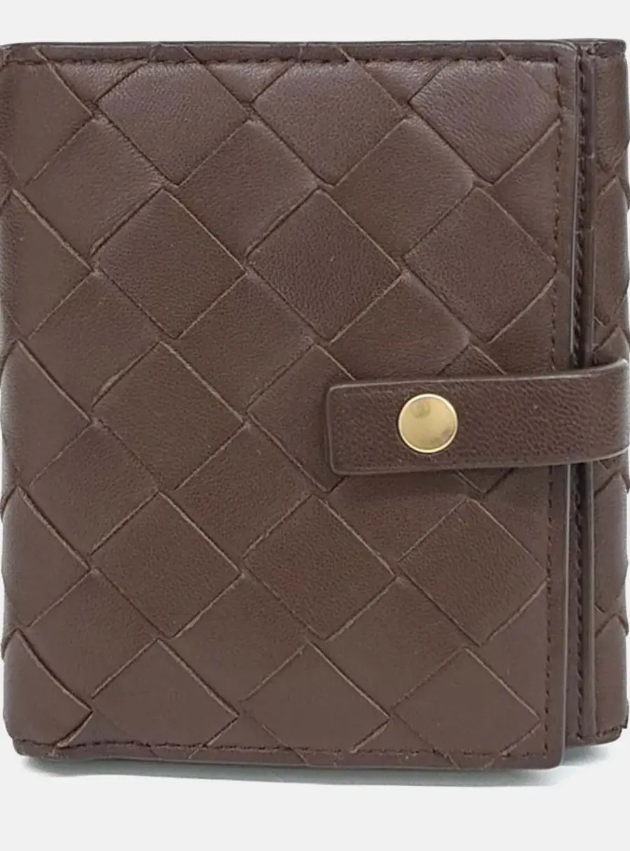 Bottega Veneta Intrecciato Brown Leather Bi-Fold Wallet
