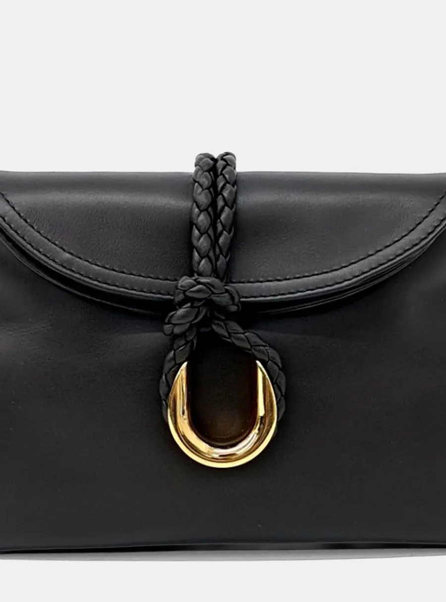 Bottega Veneta Liberta Baby Black Leather Clutch Bag