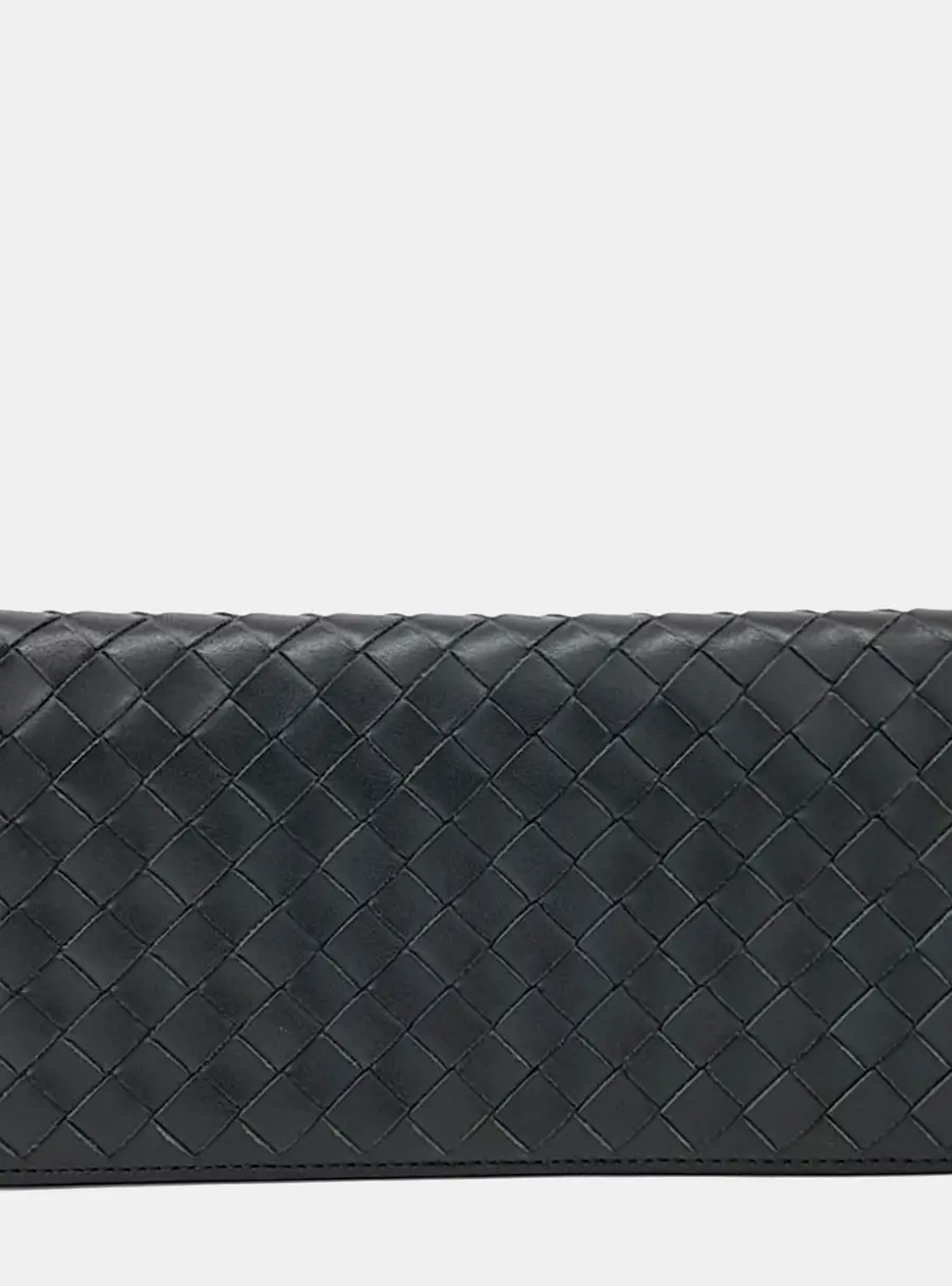 Bottega Veneta Intrecciato Grey Lambskin Leather Long Continental Wallet