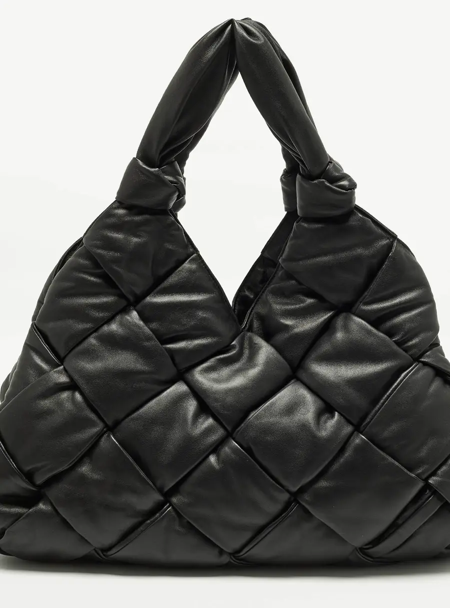 Bottega Veneta Padded Lock Black Leather Shoulder Bag