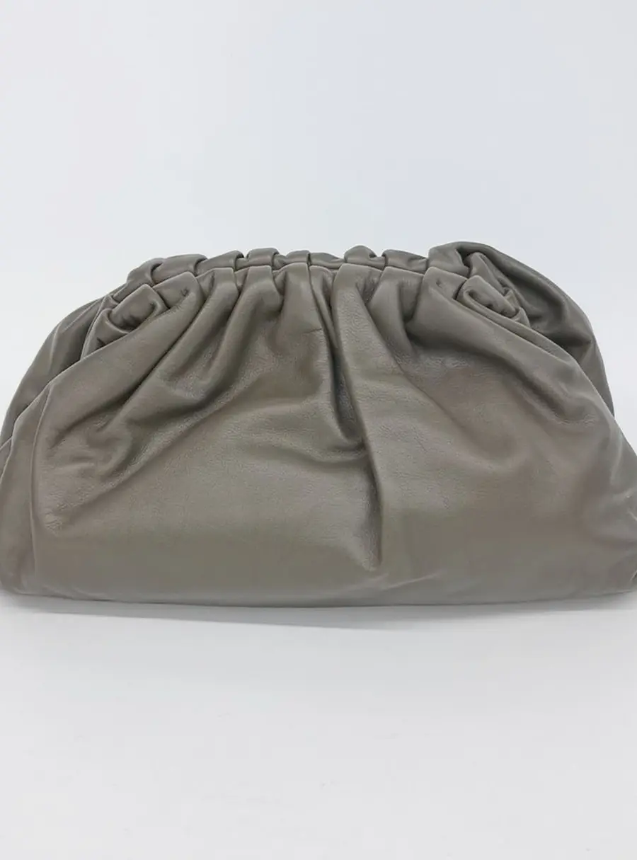 Bottega Veneta The Pouch Large Olive Green Butter Calfskin Leather Clutch Bag