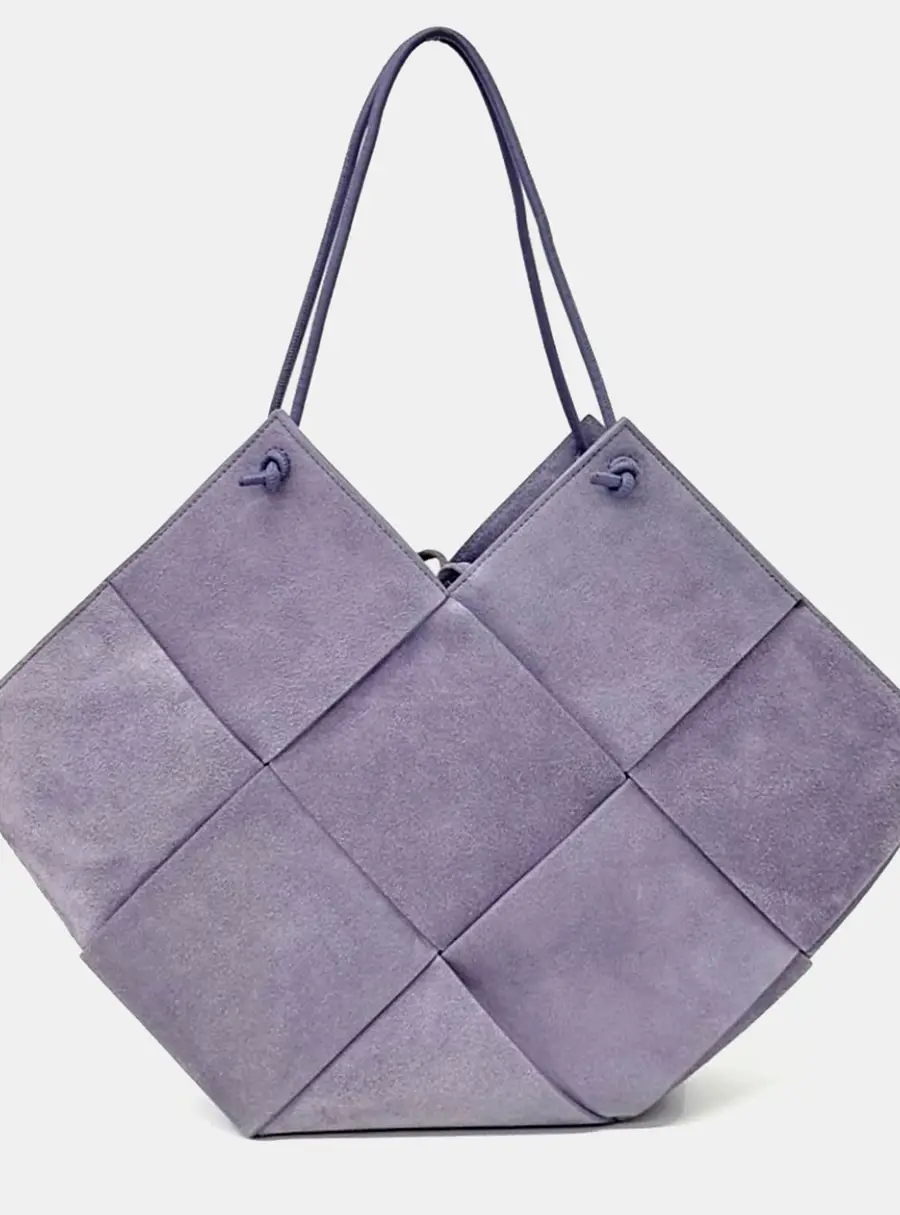 Bottega Veneta Flower Basket Medium Purple Suede Tote Bag