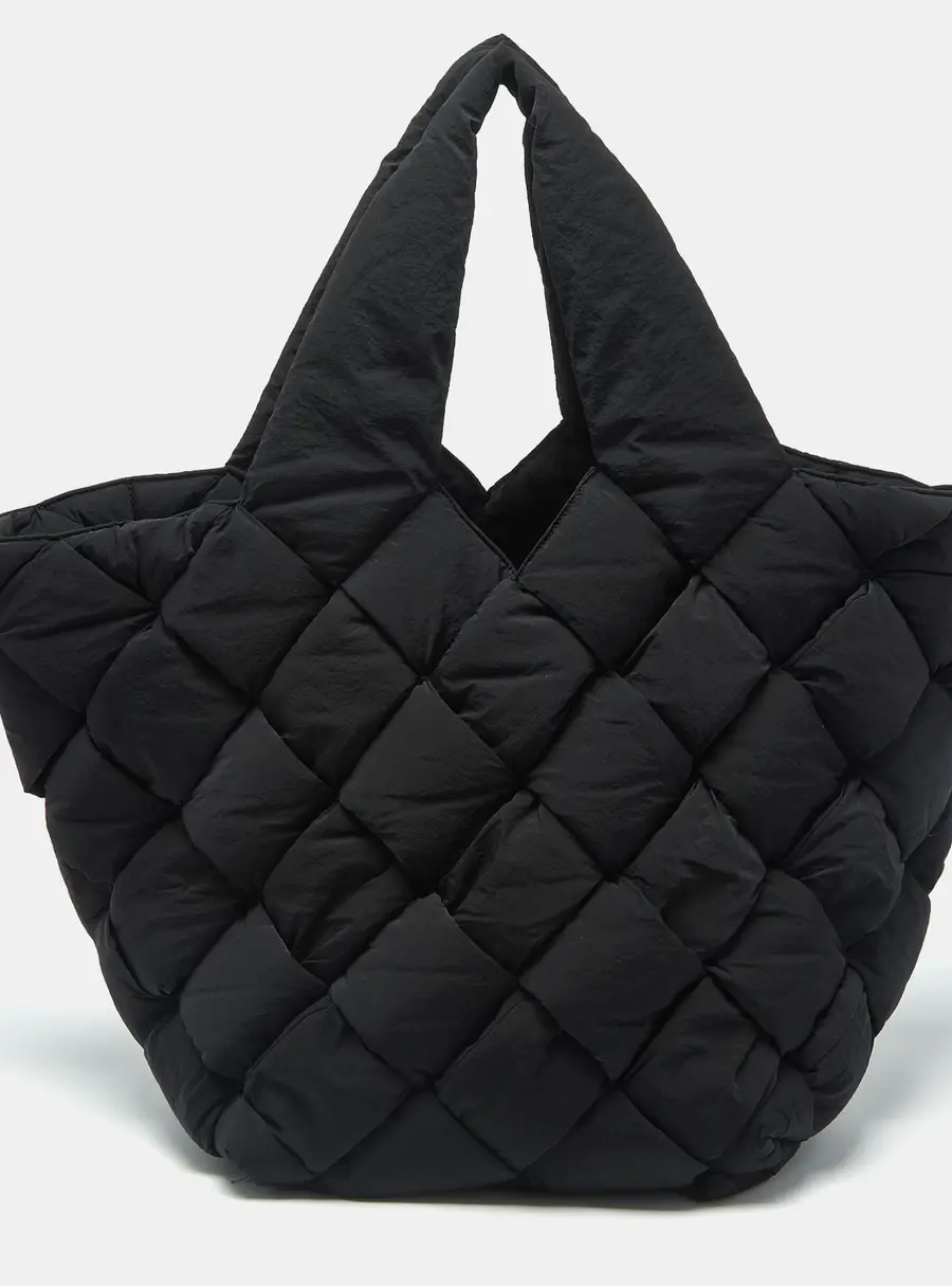 Bottega Veneta Cassette Padded Black Intrecciato Nylon Tote
