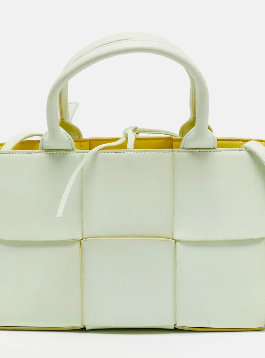 Bottega Veneta Arco Mini Mint Green Intreccio Leather Tote