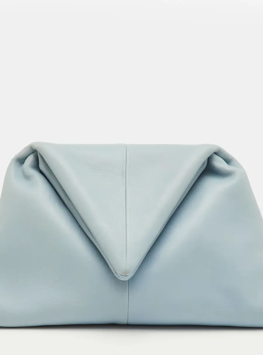 Bottega Veneta BV Trine Angular Light Blue Leather Clutch