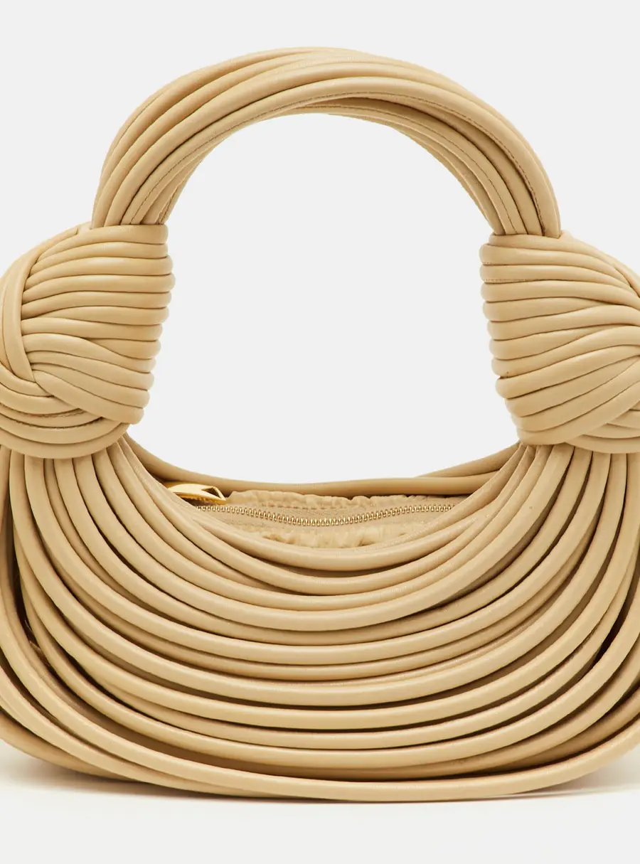 Bottega Veneta Double Knot Mini Beige Leather Hobo