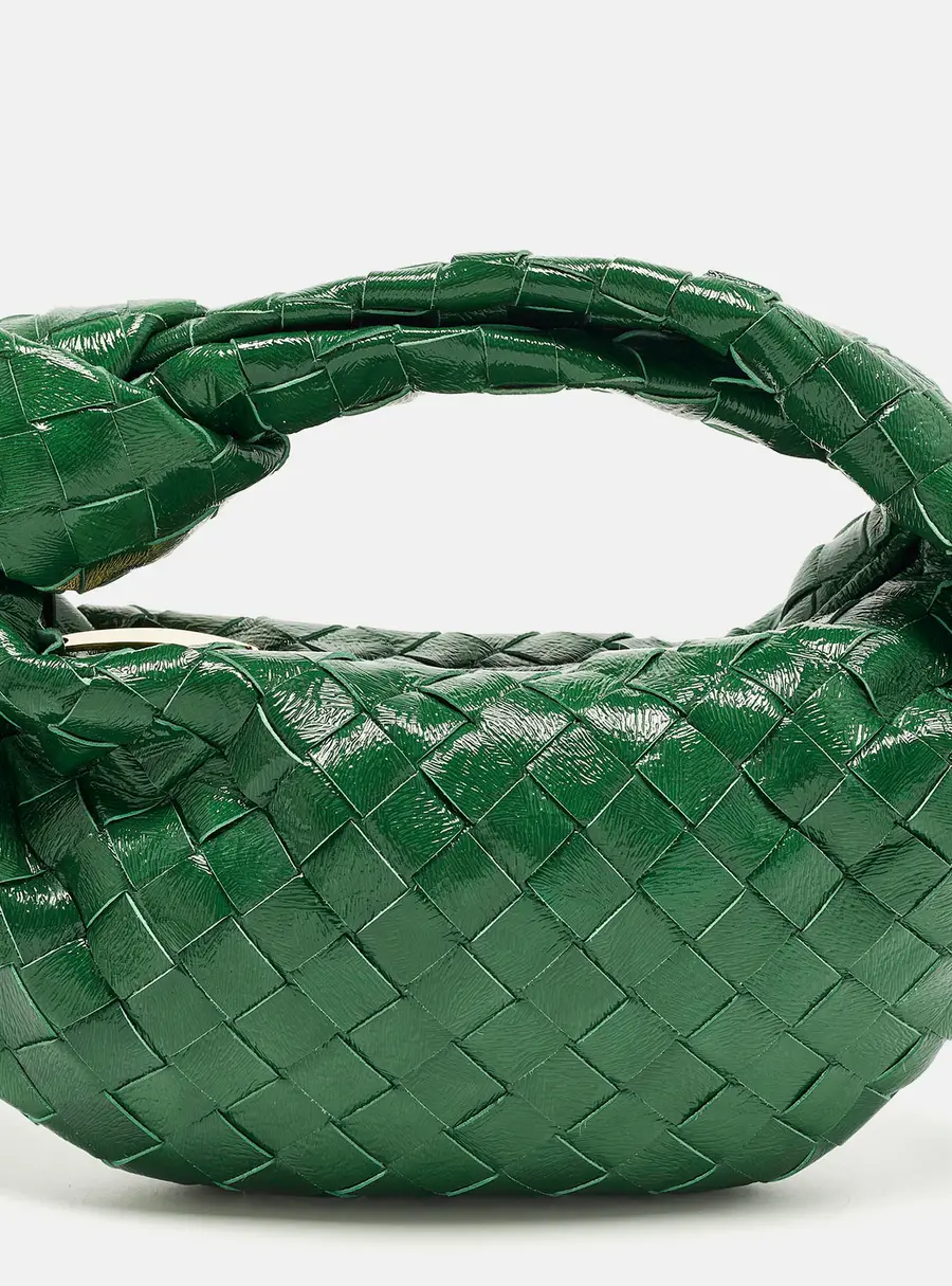 Bottega Veneta Jodie Mini Green Intrecciato Patent Leather Hobo