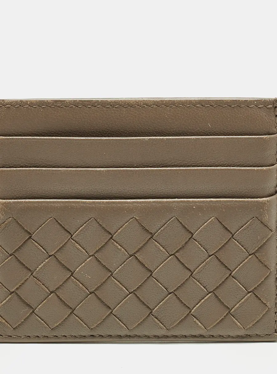 Bottega Veneta Grey Intrecciato Leather Card Holder