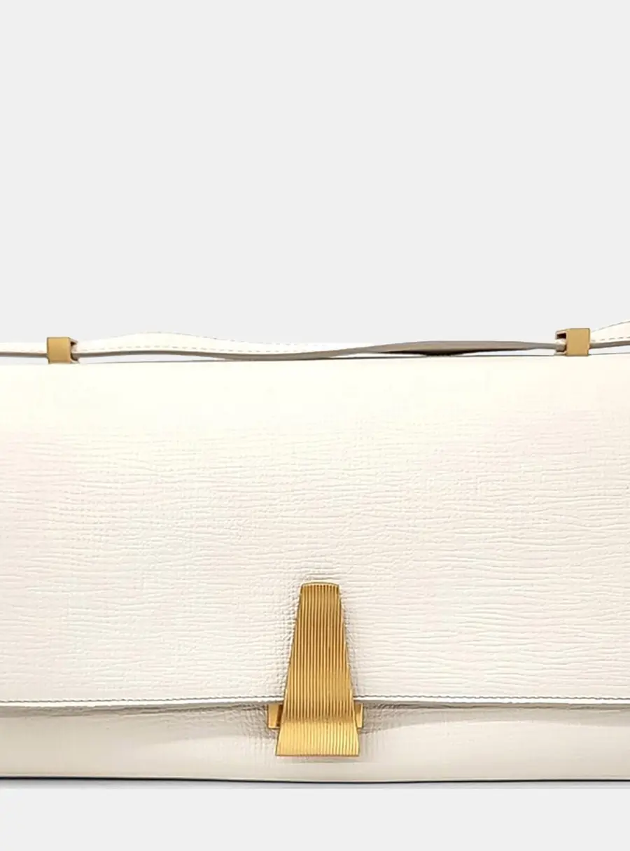 Bottega Veneta Cream Leather Palmellato BV Angle Bag
