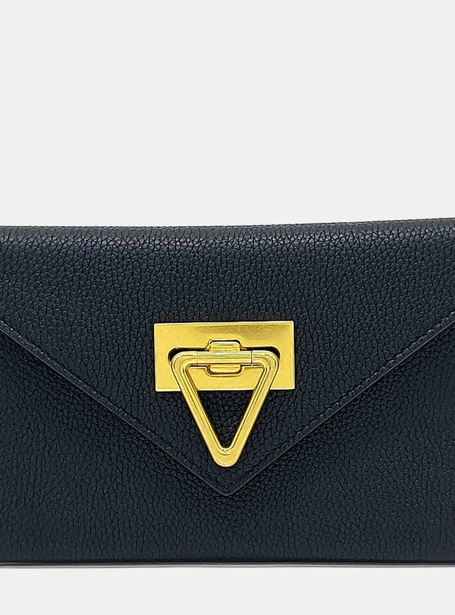 Bottega Veneta Veneta Black Grained Leather Wallet Bag