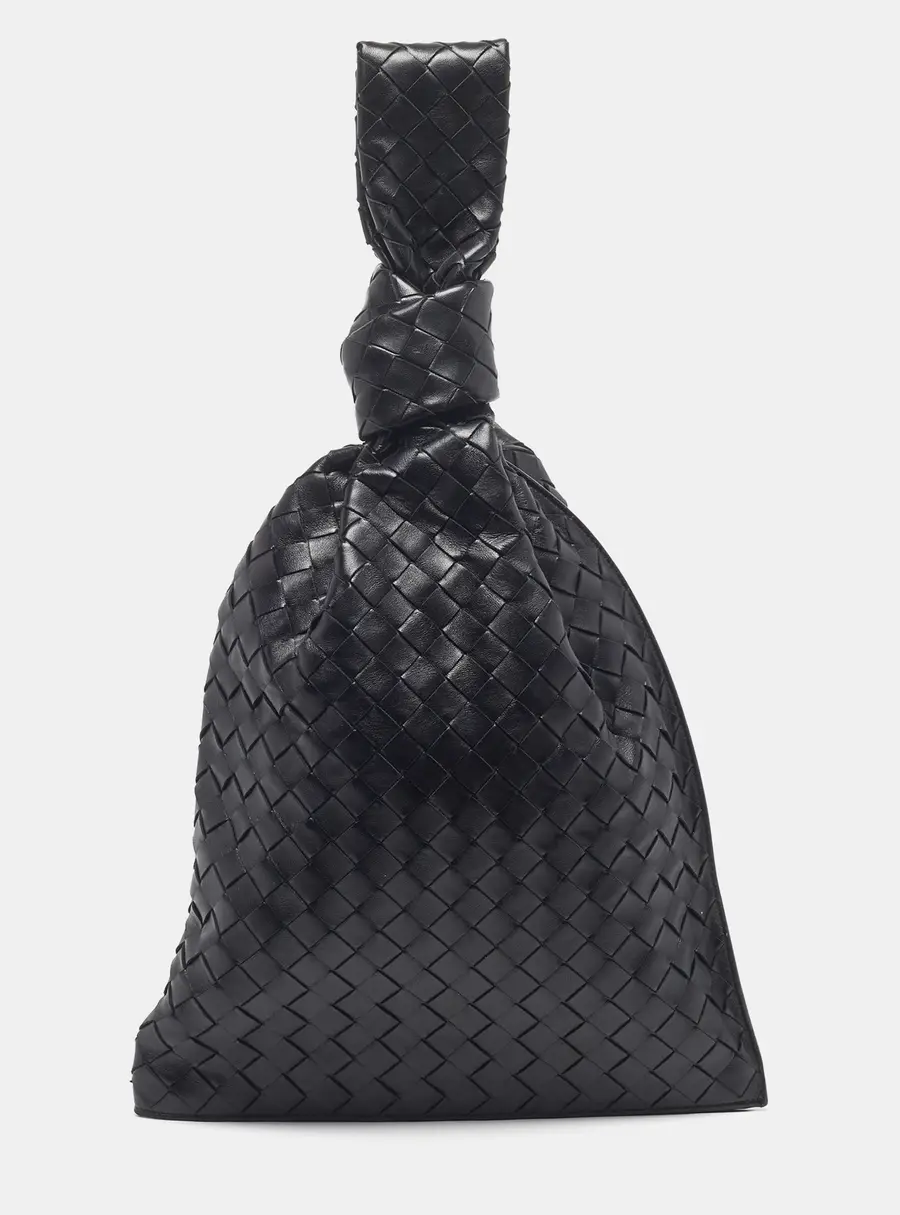 Bottega Veneta BV Twist Black Intrecciato Leather Clutch