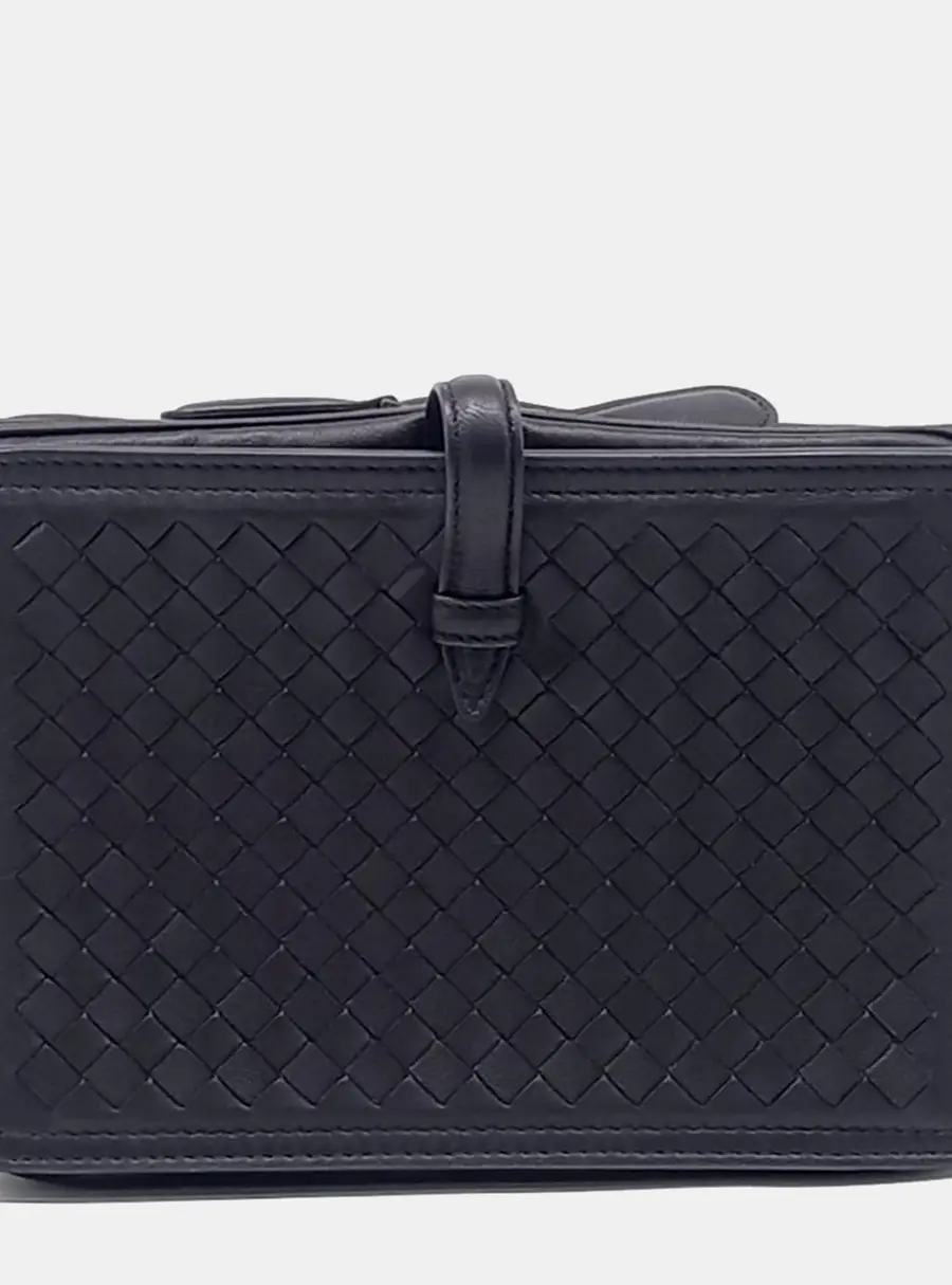Bottega Veneta Black Leather Mesh Shoulder Bag