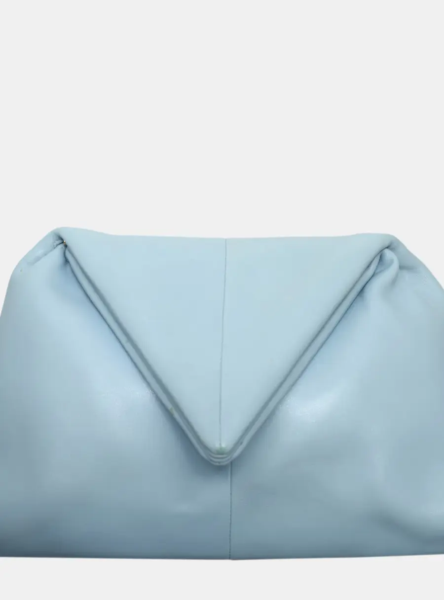Bottega Veneta Trine Envelope Clutch Small Blue Leather Clutch Bag