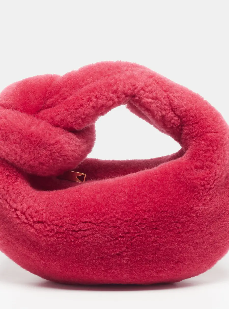 Bottega Veneta Jodie Mini Pink Fur Hobo