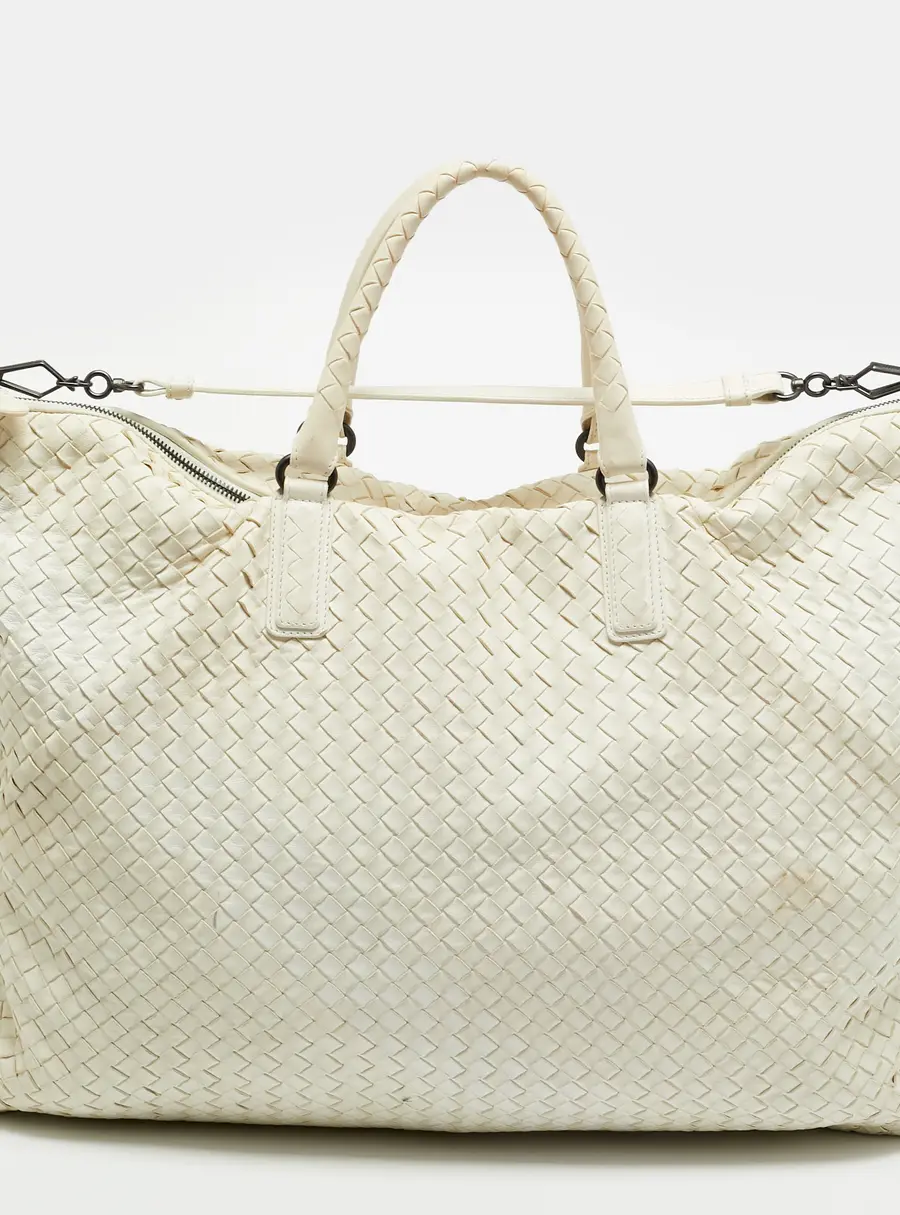 Bottega Veneta Convertible Large White Intrecciato Leather Tote