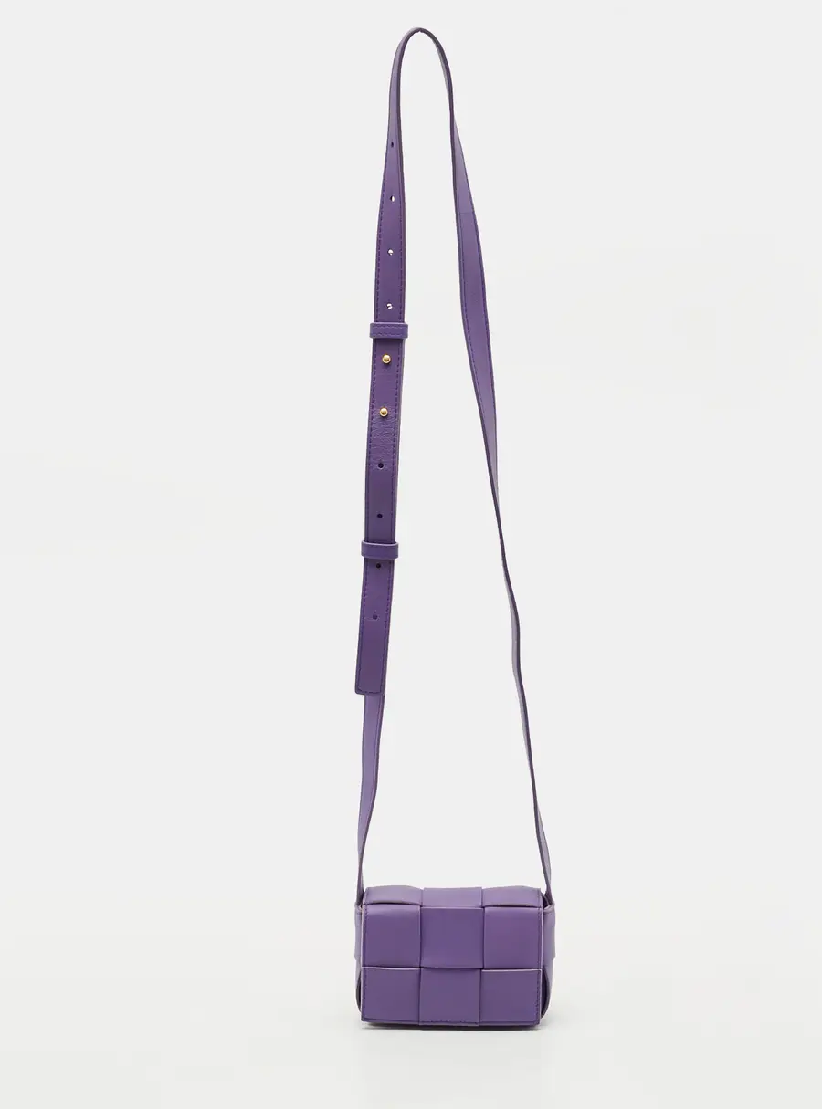 Bottega Veneta Purple Intrecciato Leather Mini Candy Cassette Crossbody Bag