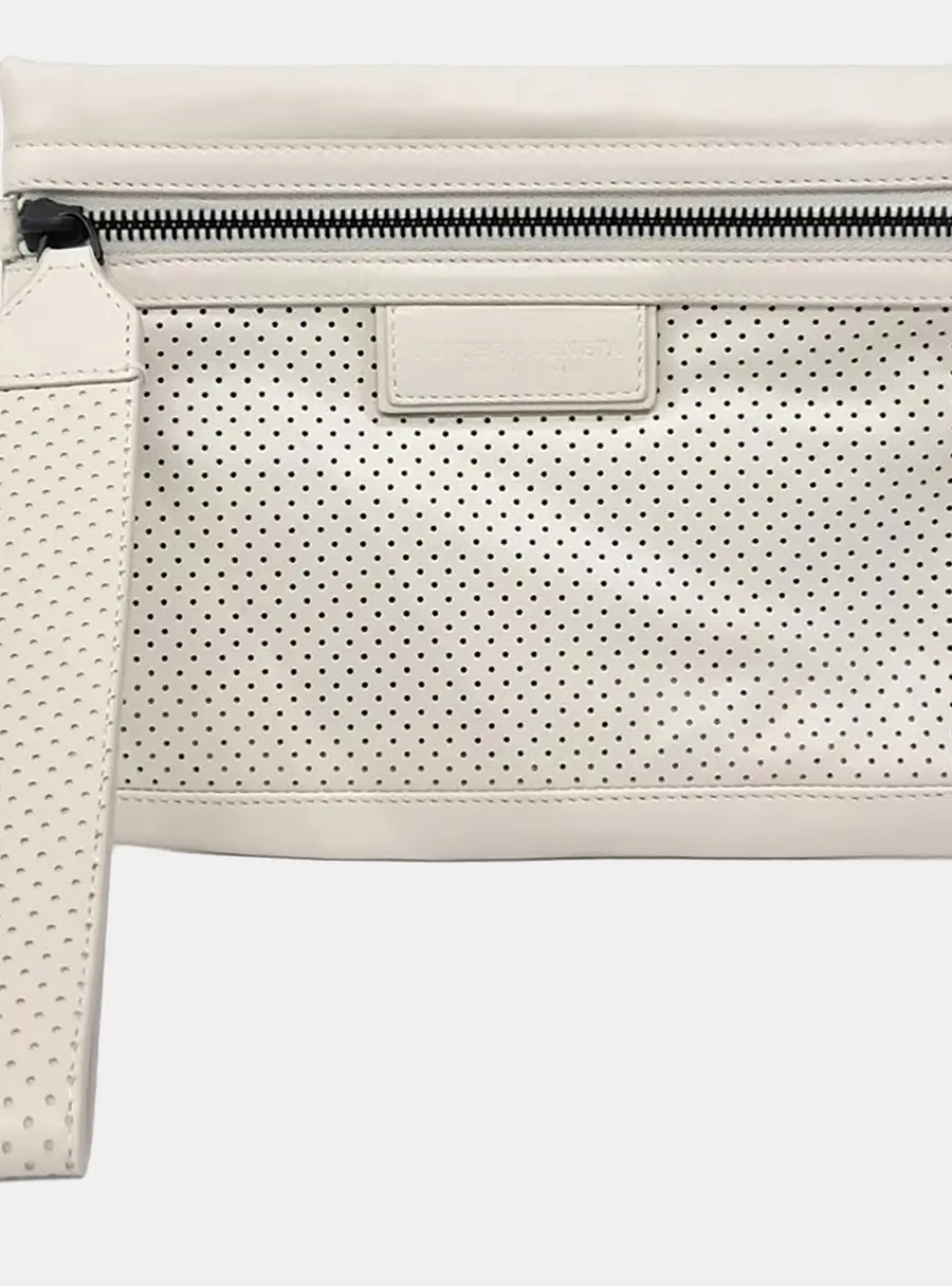 Bottega Veneta Small White Perforated Leather Clutch Bag