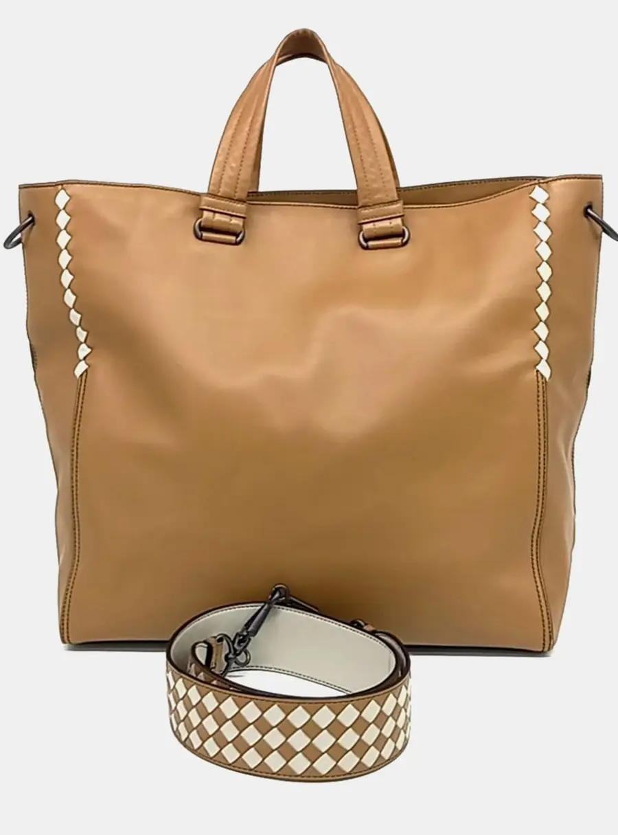 Bottega Veneta Brown Leather Tote And Shoulder Bag