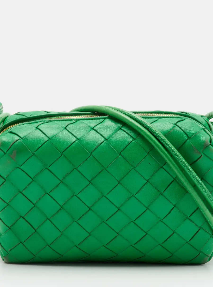 Bottega Veneta Loop Mini Green Intrecciato Leather Shoulder Bag