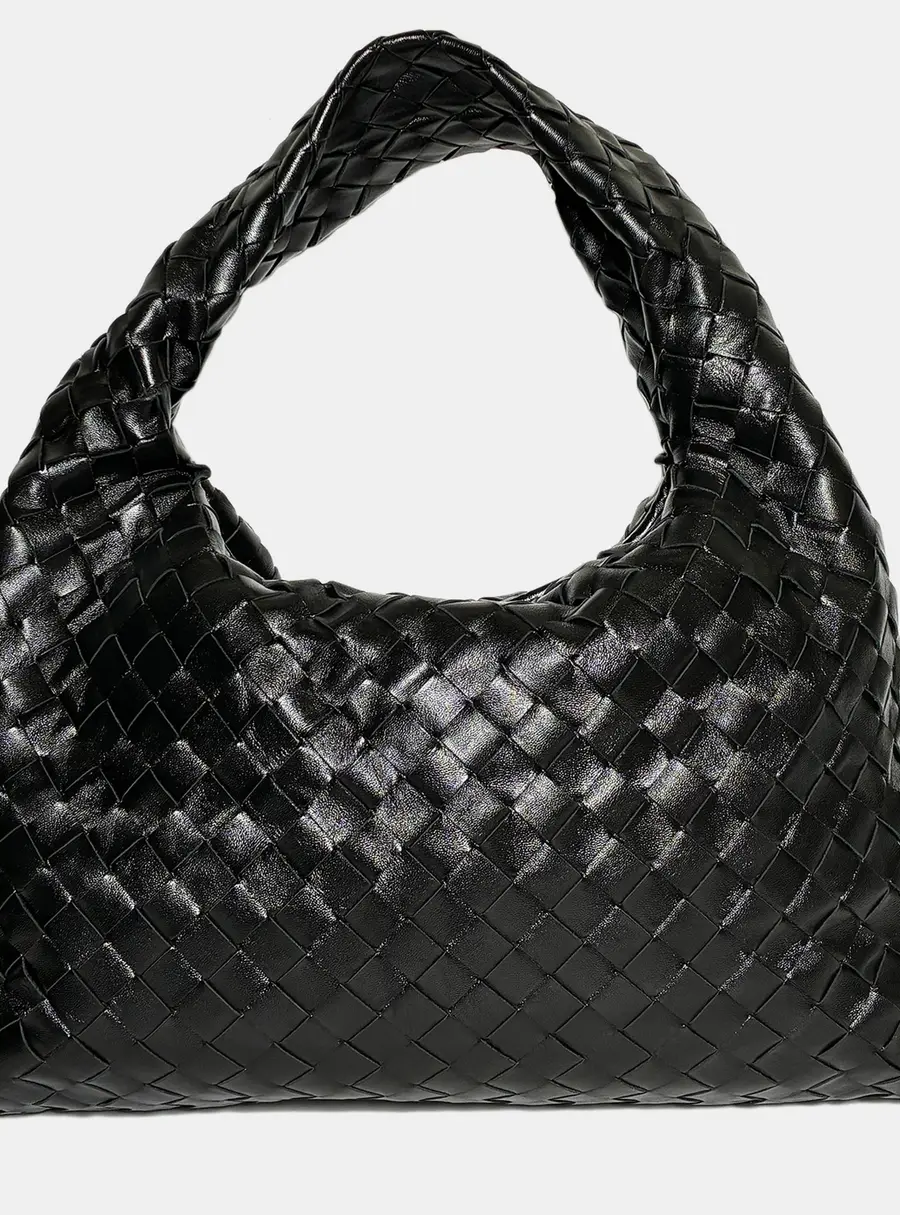 Bottega Veneta Small Hop Black Intrecciato Nappa Leather Hobo Bag