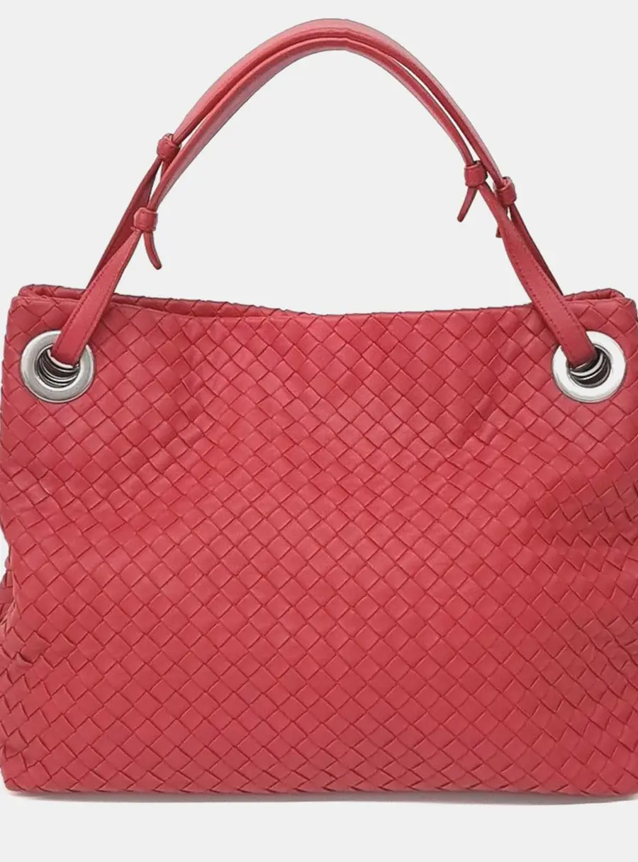 Bottega Veneta Red Leather Mesh Shoulder Bag