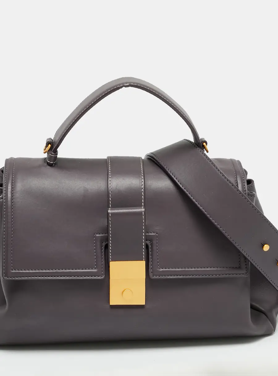 Bottega Veneta Piazza Medium Dark Beige Leather Top Handle Bag
