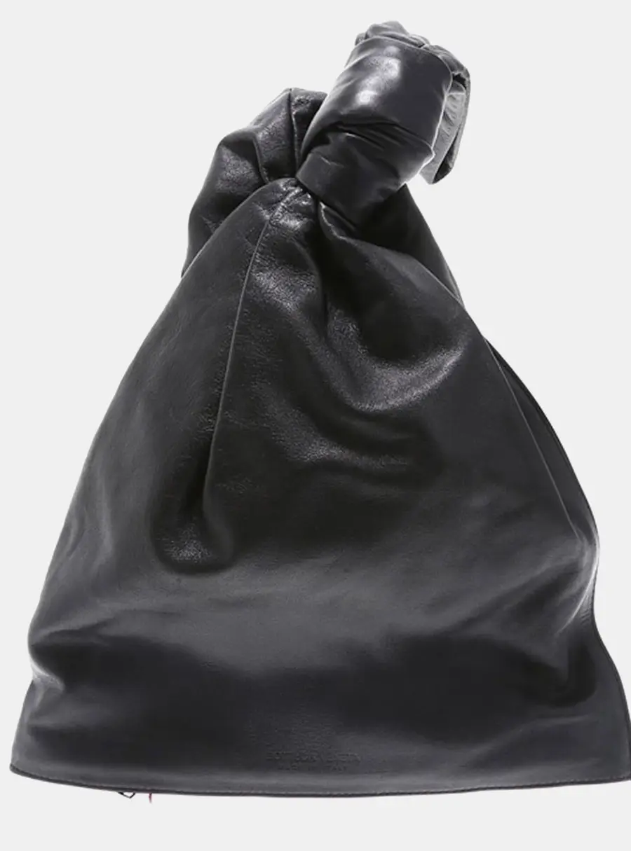 Bottega Veneta The Twist Small Black Lambskin Leather Top Handle Bag
