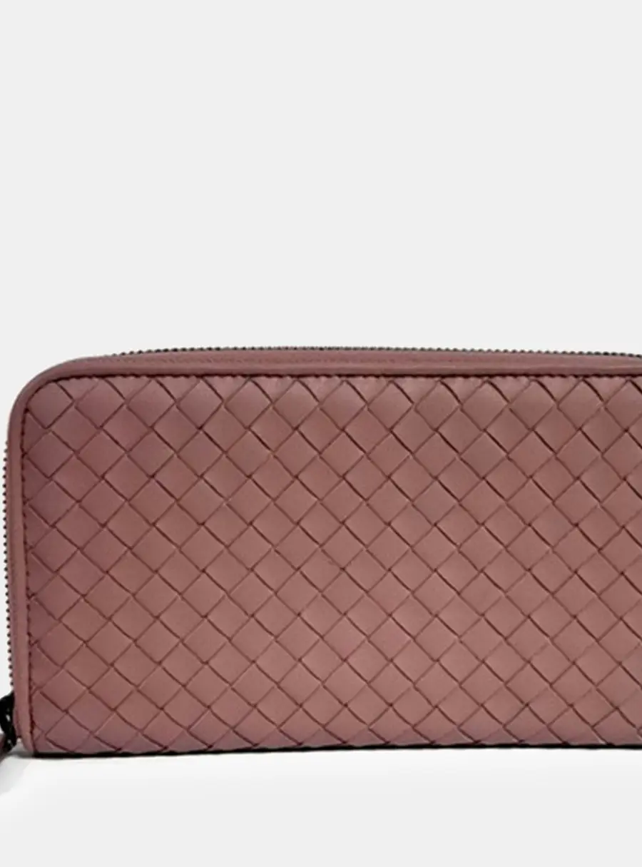 Bottega Veneta Intrecciato Wallet Pink Leather Wallet