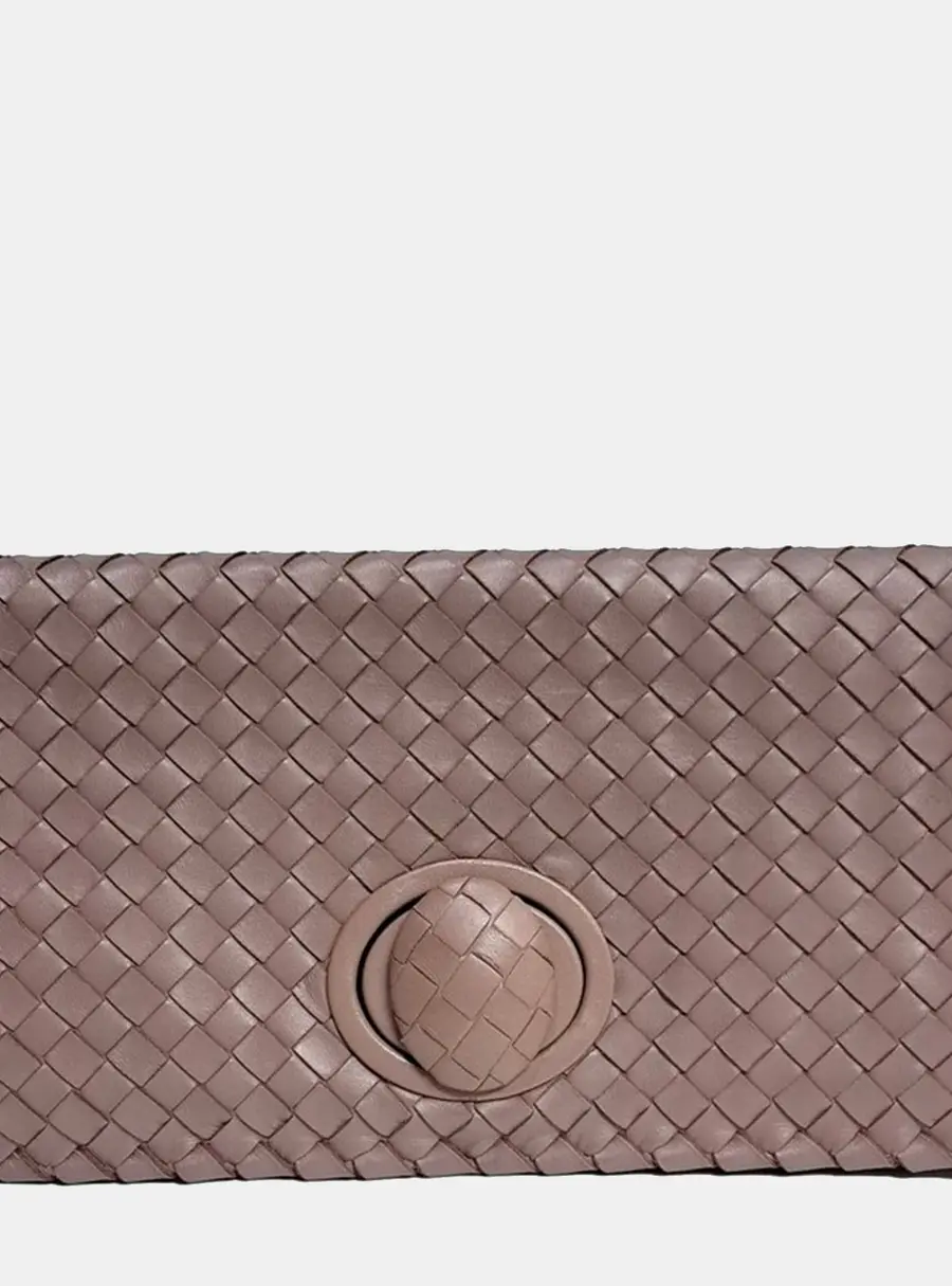 Bottega Veneta Intrecciato Pink Leather Clutch Bag