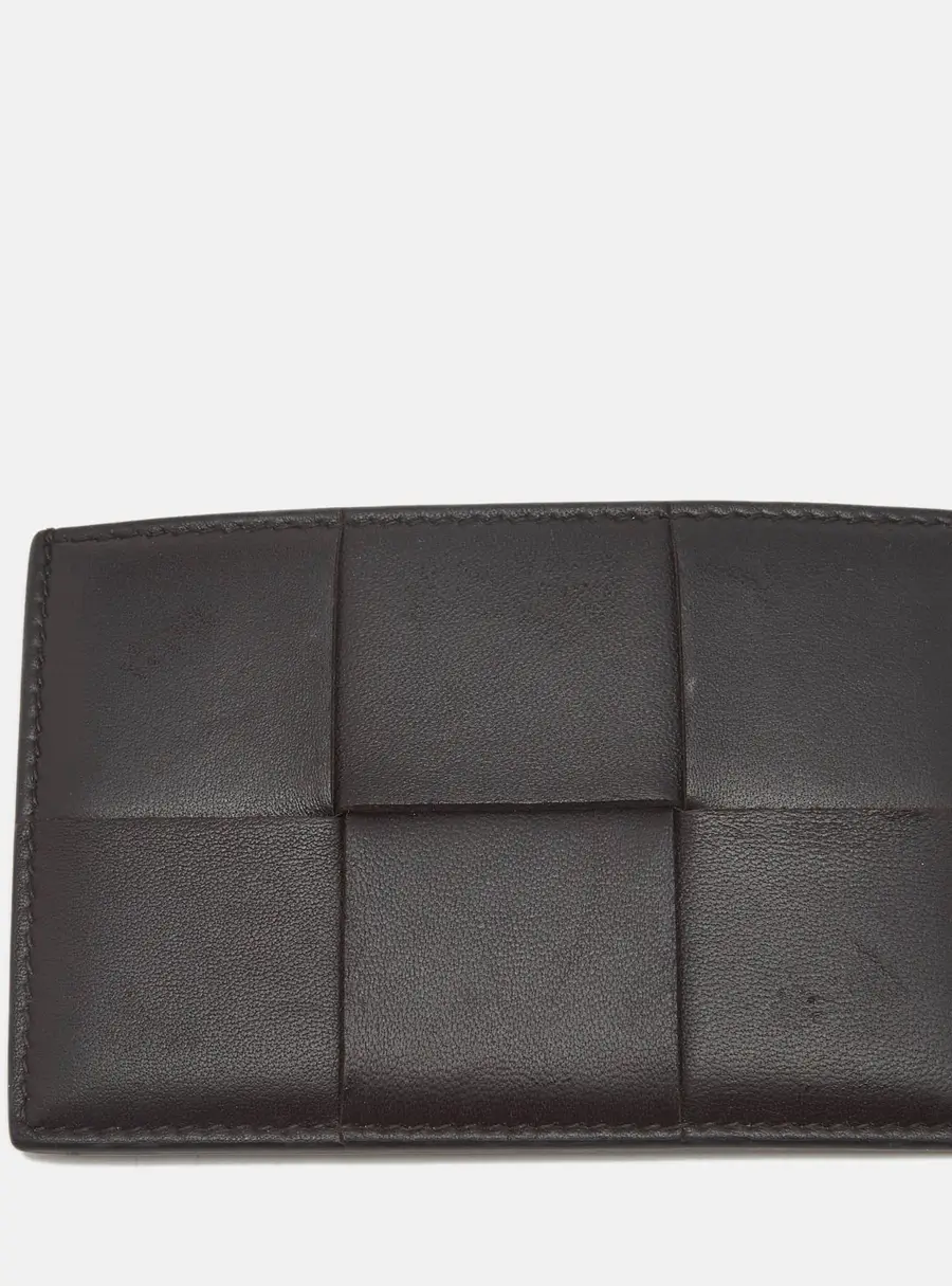 Bottega Veneta Cassette Brown Intrecciato Leather Card Holder