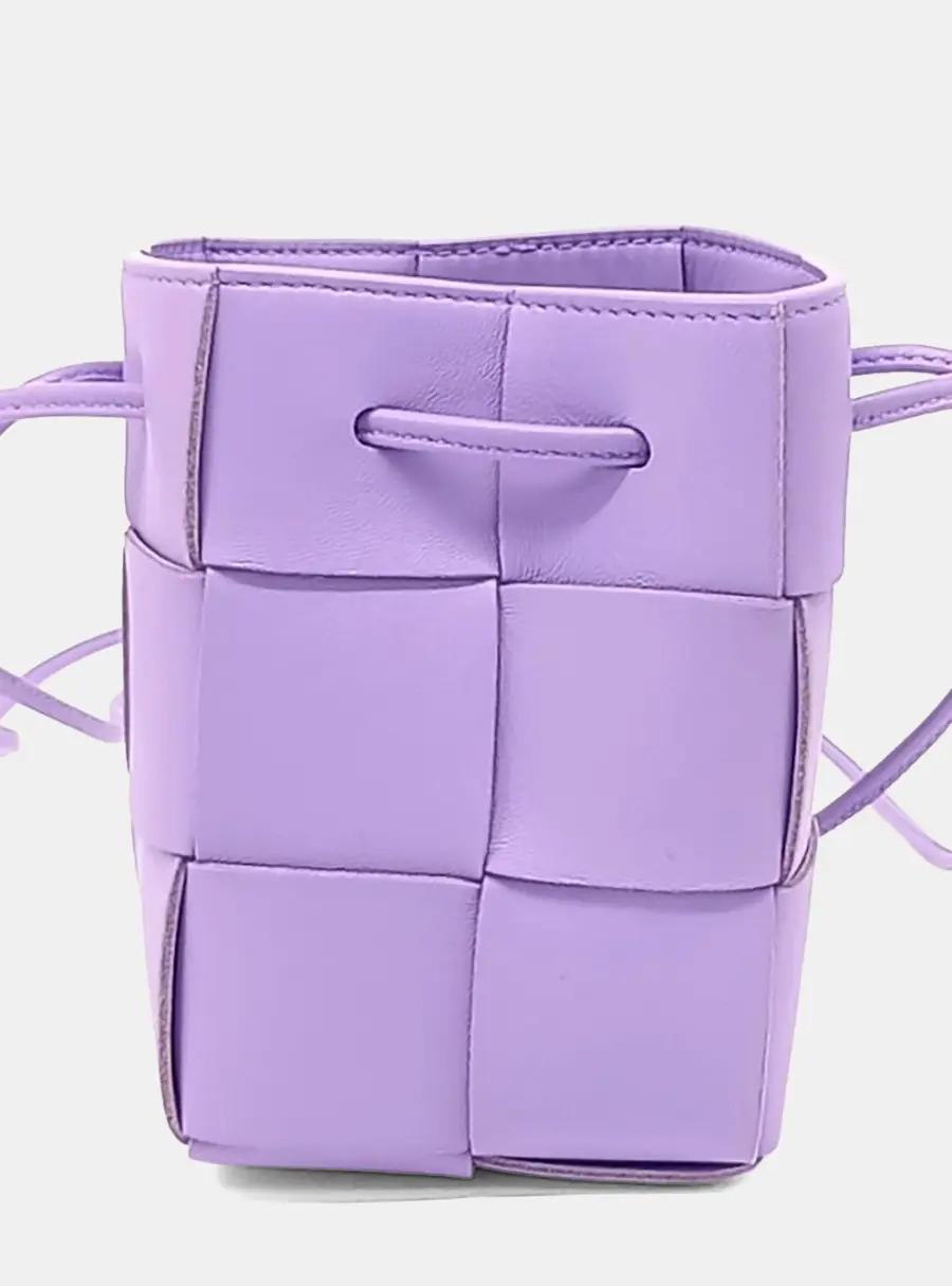 Bottega Veneta Cassette Purple Leather Bucket Bag Mini