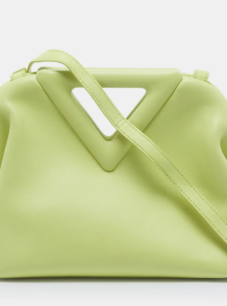 Bottega Veneta Point Small Light Green Leather Clutch Bag