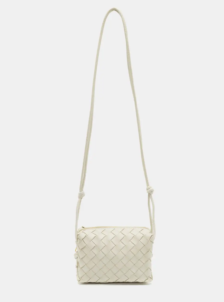 Bottega Veneta Loop Mini White Intrecciato Leather Camera Bag