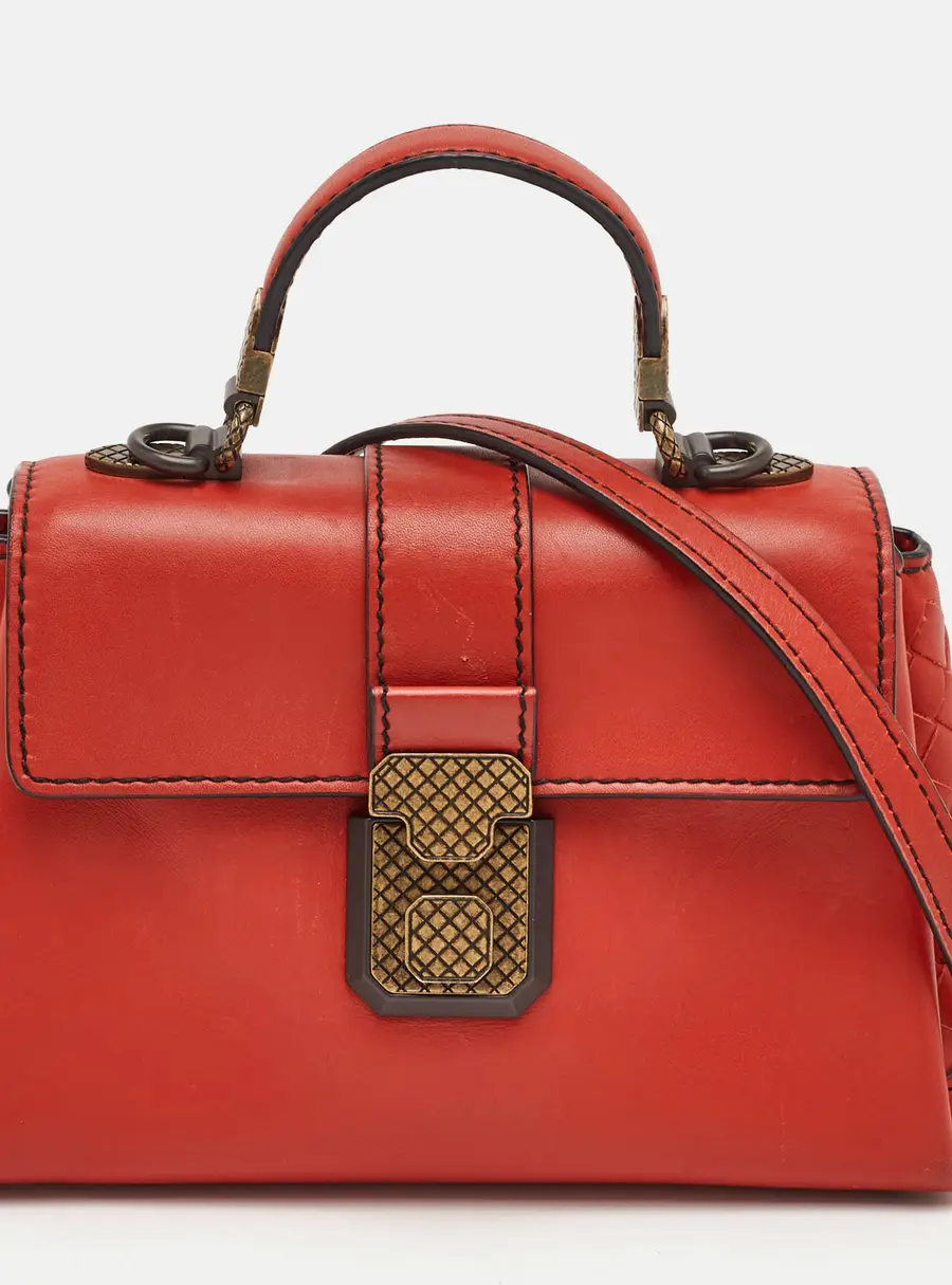 Bottega Veneta Piazza Mini Orange Leather Top Handle Bag