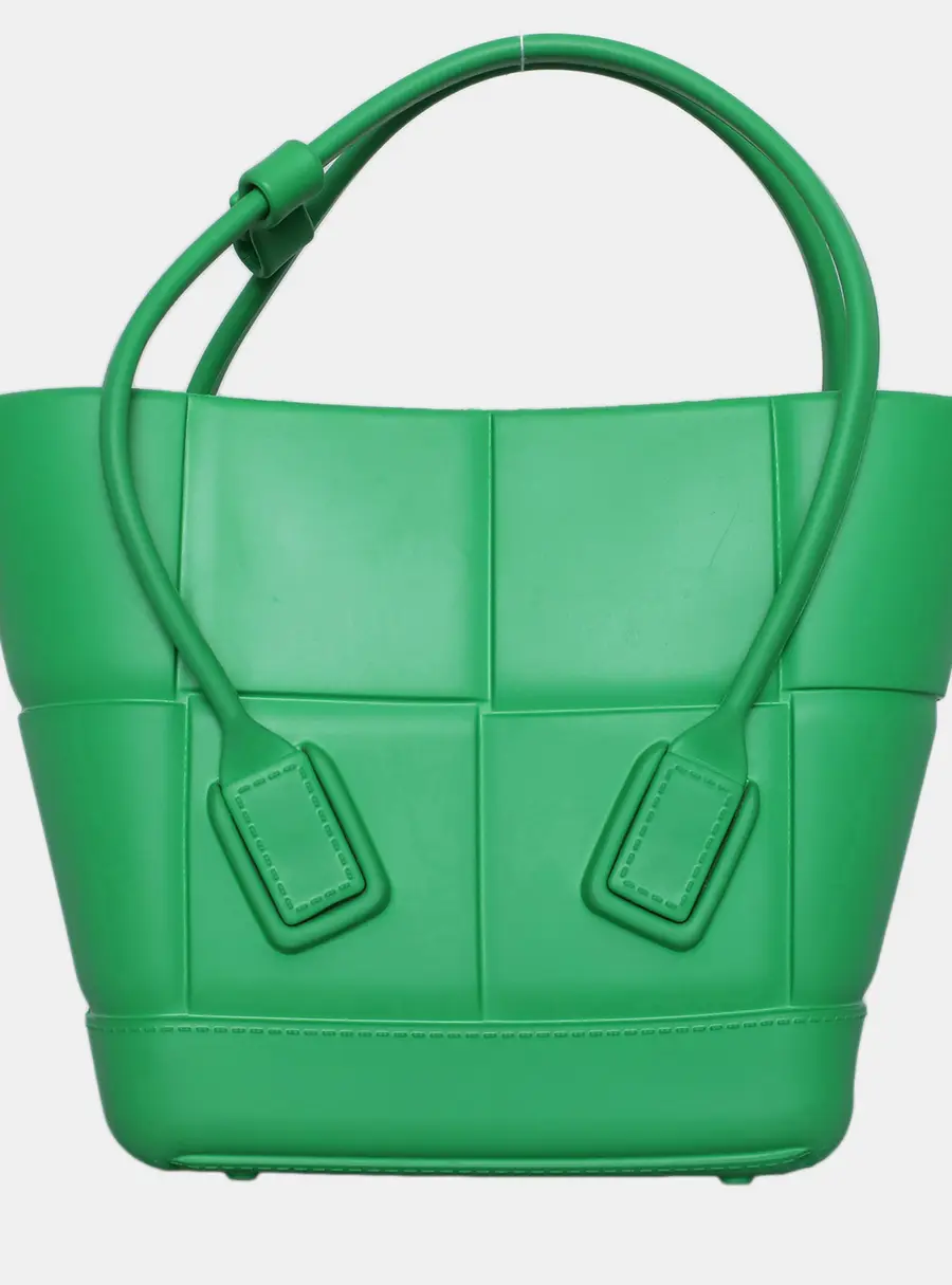 Bottega Veneta Arco Mini Green Rubber Tote Bag