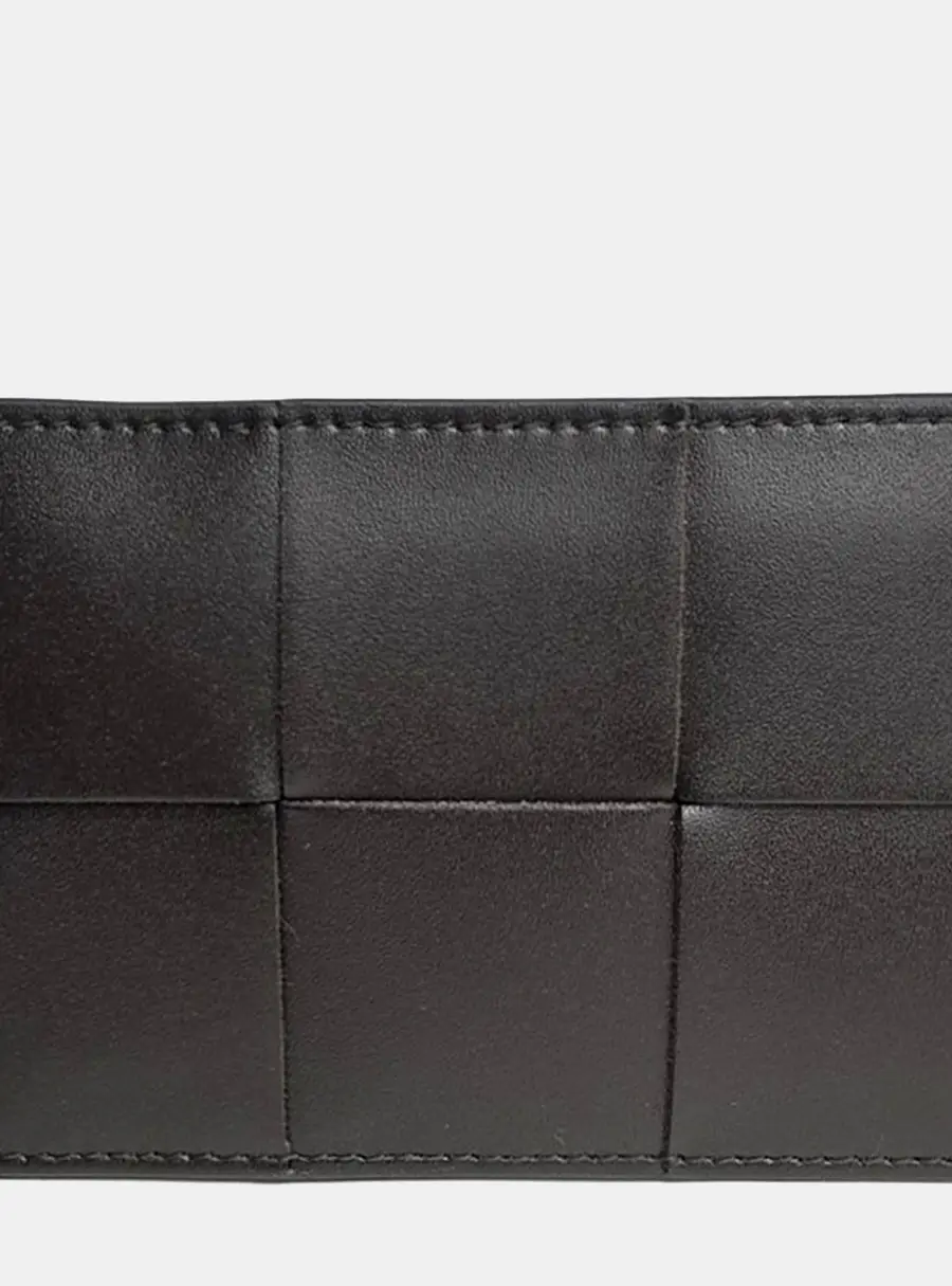 Bottega Veneta Intrecciato Card Holder Black Leather Card Holder Bag