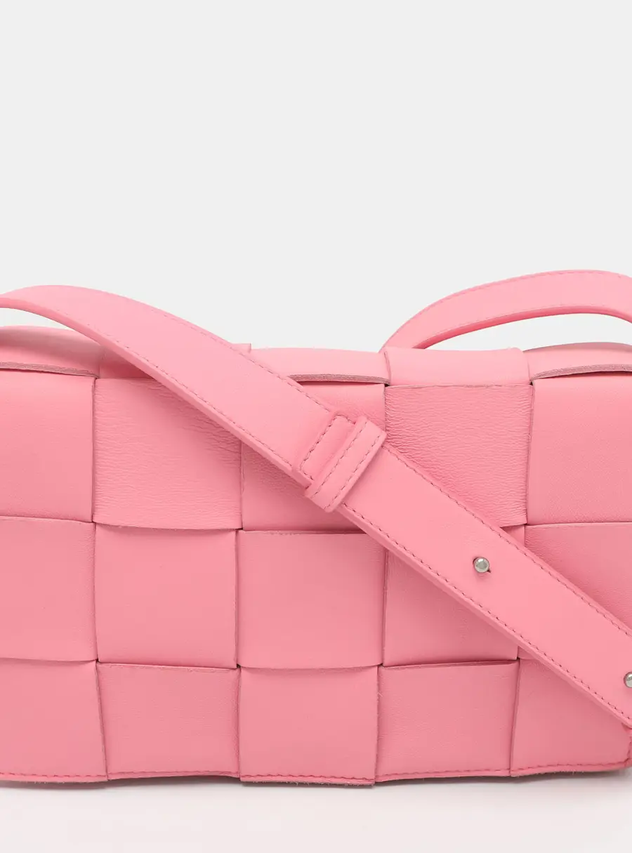 Bottega Veneta Cassette Pink Intrecciato Leather Shoulder Bag