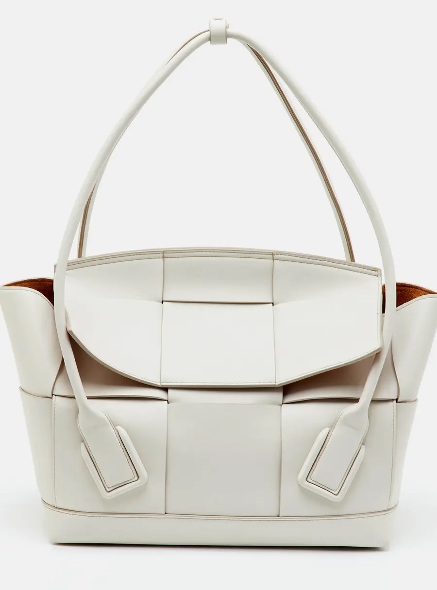 Bottega Veneta The Arco White Maxi Intrecciato Leather Tote