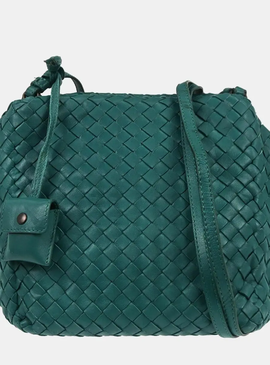 Bottega Veneta Intrecciato Cube Green Nappa Leather Shoulder Bag