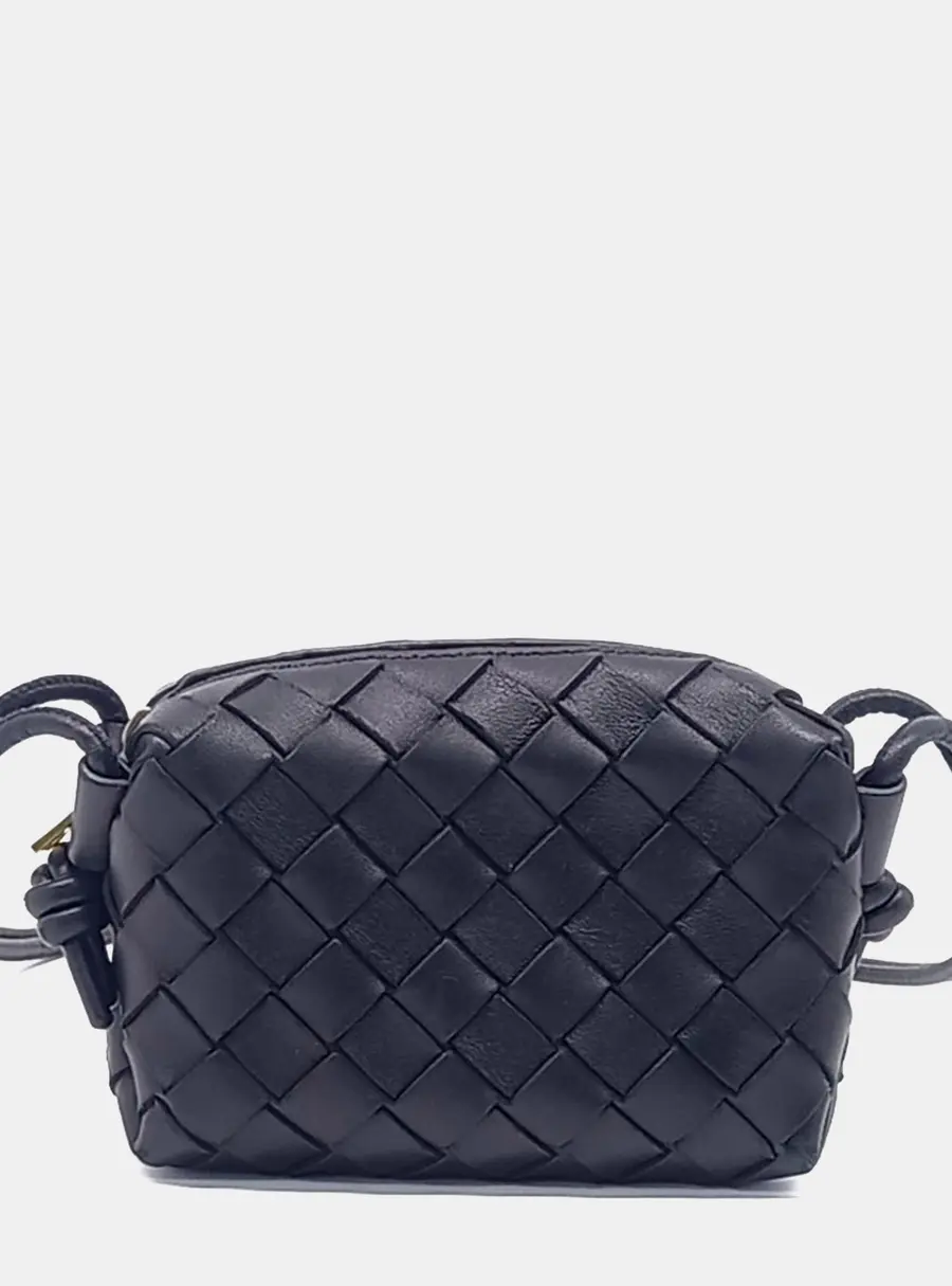 Bottega Veneta Black Leather  Candy Loop Camera Bag