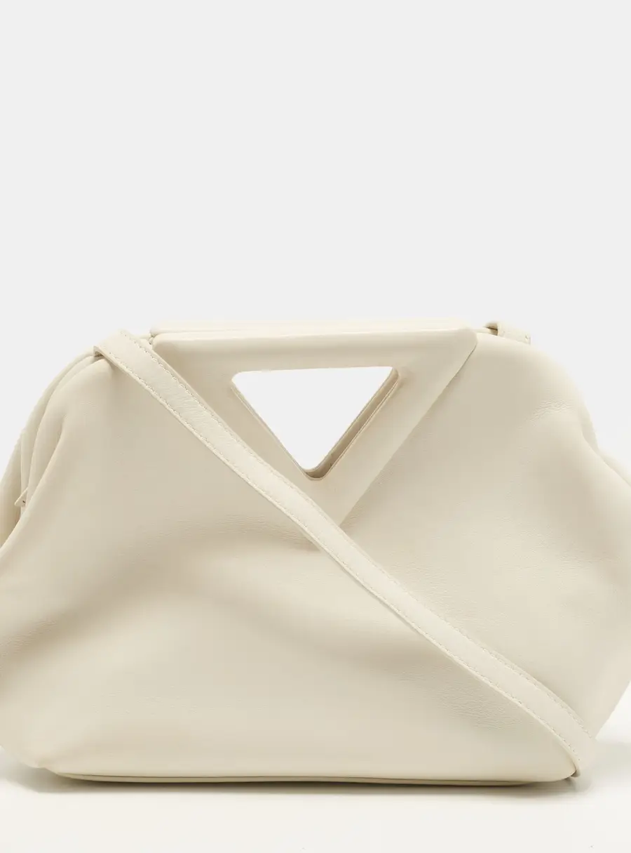 Bottega Veneta Point Small White Leather Bag