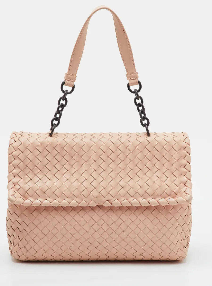 Bottega Veneta Olimpia Medium Peach Intrecciato Leather Shoulder Bag
