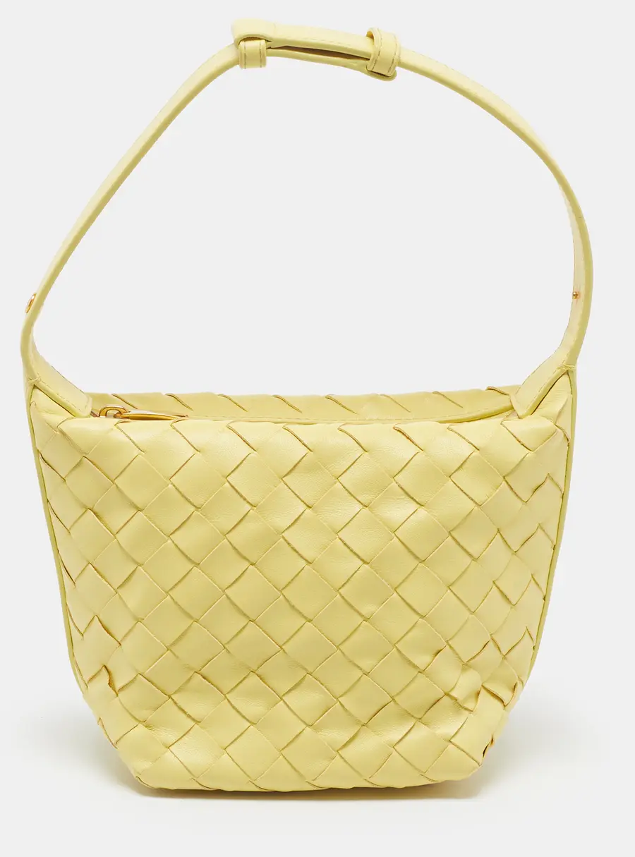 Bottega Veneta Wallace Candy Yellow Intrecciato Leather Shoulder Bag
