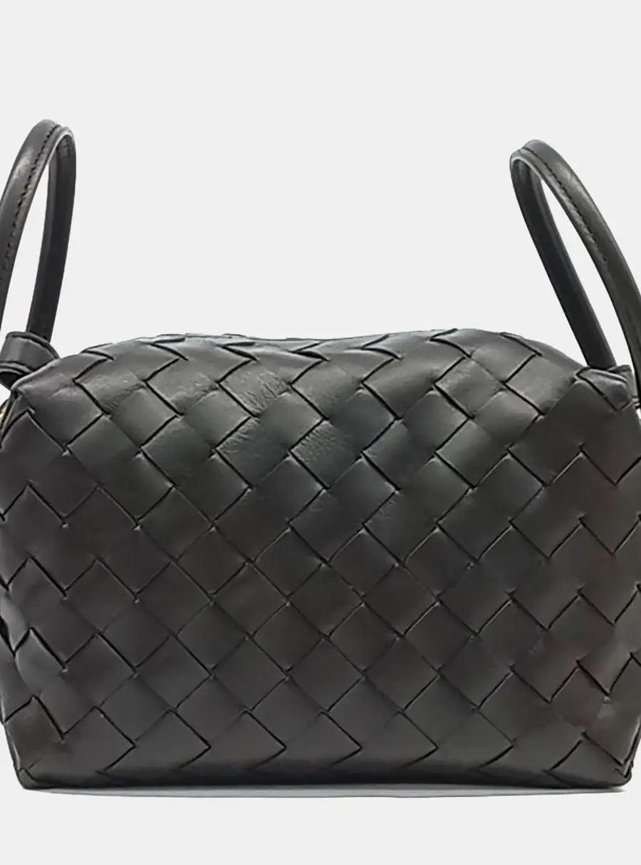 Bottega Veneta Black Leather  Top Handle Loop Bag Small