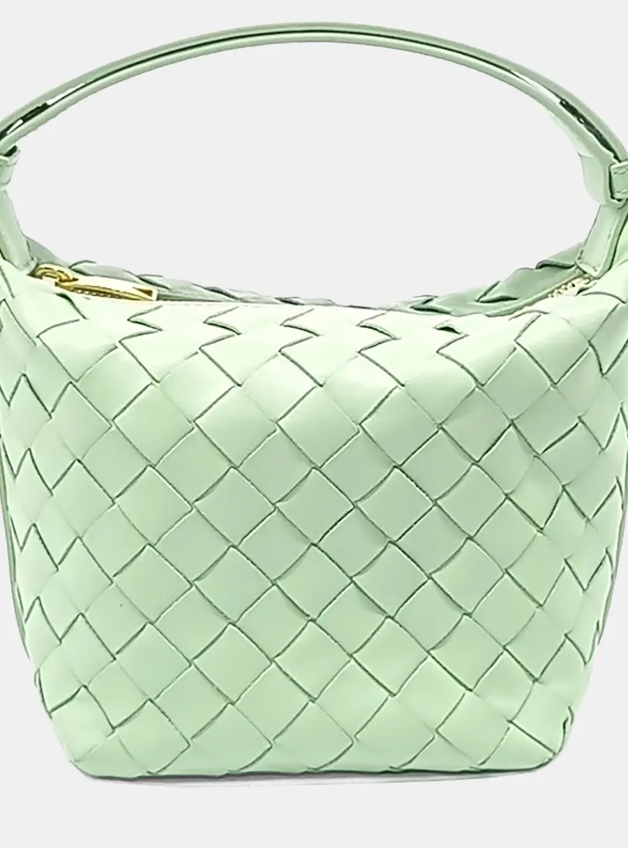 Bottega Veneta Wallace Mini Light Mint Lambskin Leather Top Handle Bag
