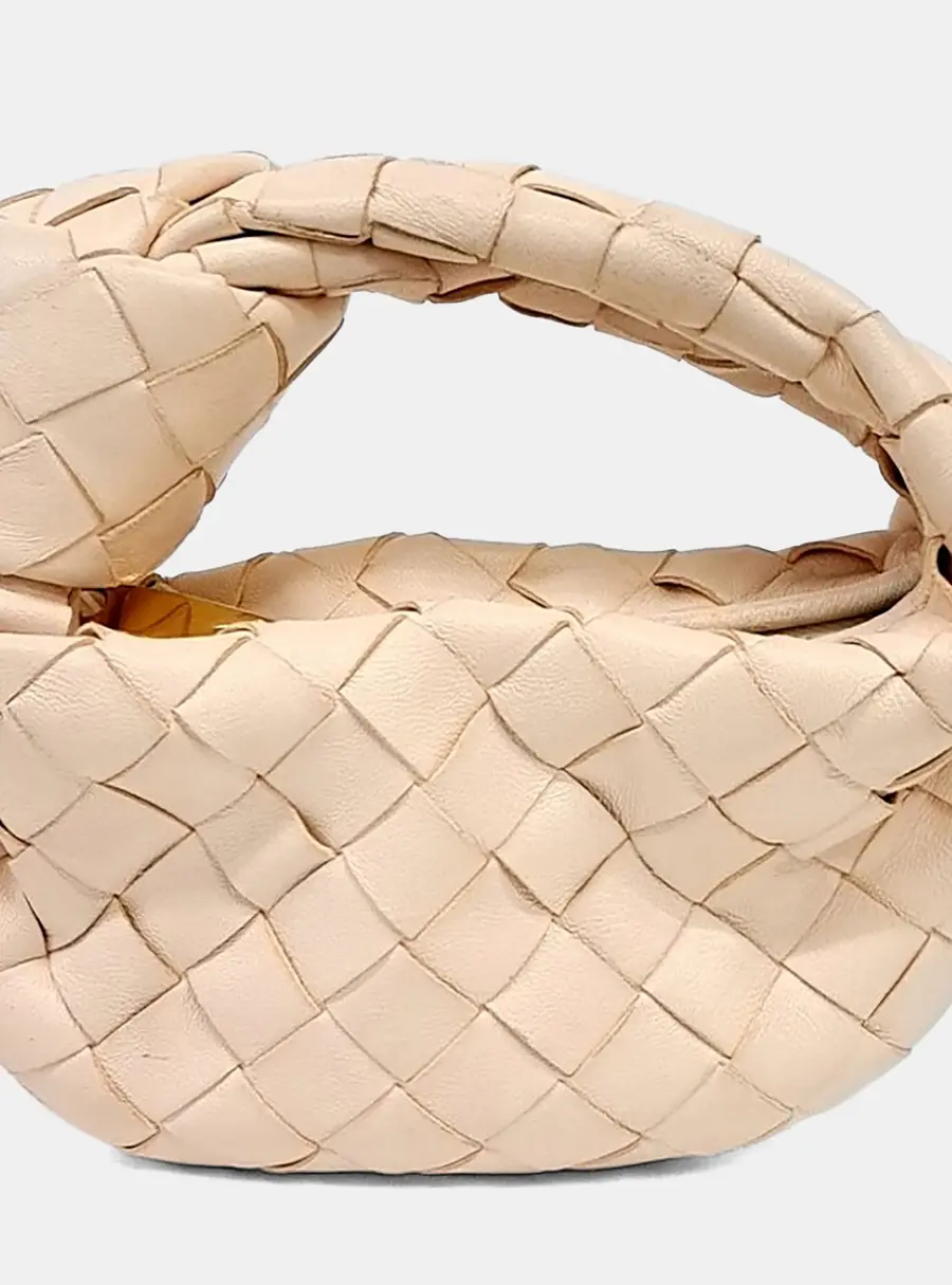 Bottega Veneta Candy Jody Beige Lambskin Leather Top Handle Bag
