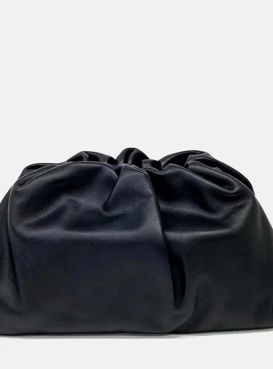 Bottega Veneta The Pouch Large Black Butter Calfskin Leather Clutch Bag